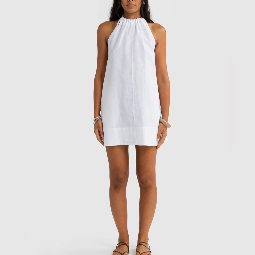 ORTC - Luna Linen Mini Dress in White, AU 8 (US 4)